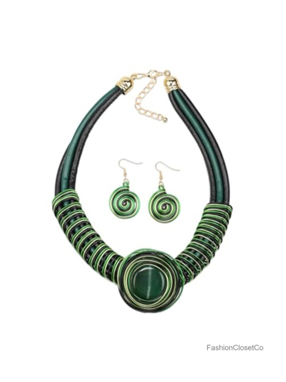 Ethnic Rhinestone Pendant Necklace Earrings Set Women Tribal Collar Jewelry